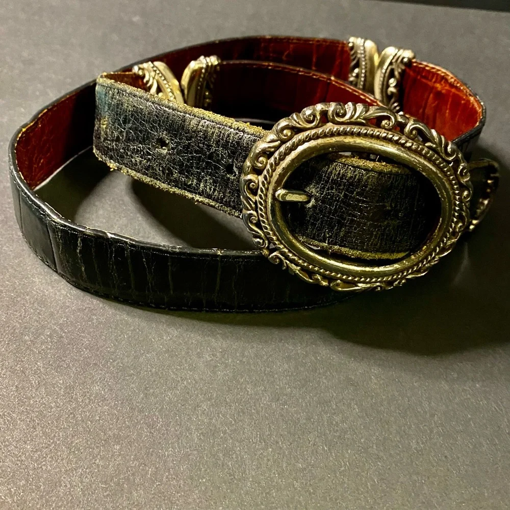 Brighton Black and Brown Belt with Silver Buckle - Picture 2 of 9
